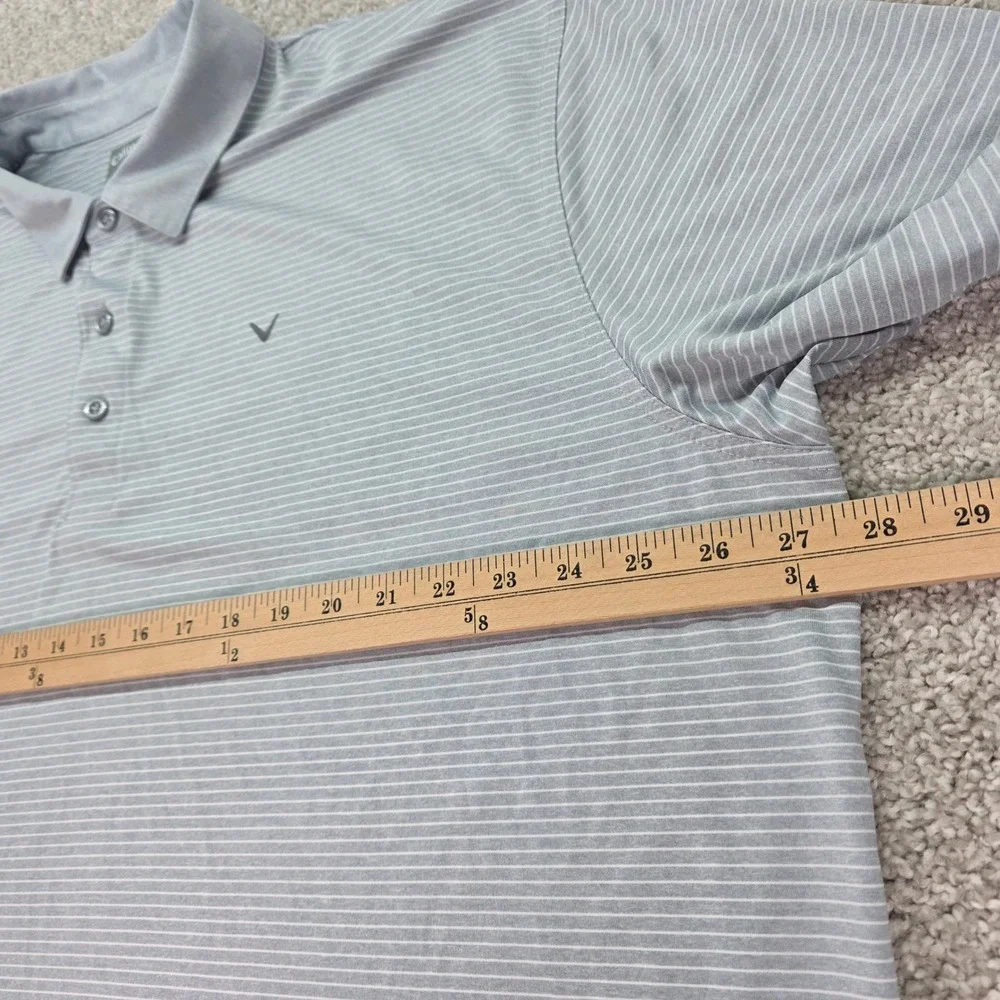 Callaway Opti-Dri Mens XXL Grey Striped‎ Short Sleeve Golf Polo Shirt